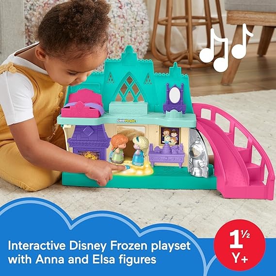 Fisher-Price Mattel Disney Frozen Arendelle Castle Playset with Lights & Sounds Little People, 2 Character Figures, Toddler Toys (Amazon Exclusive)