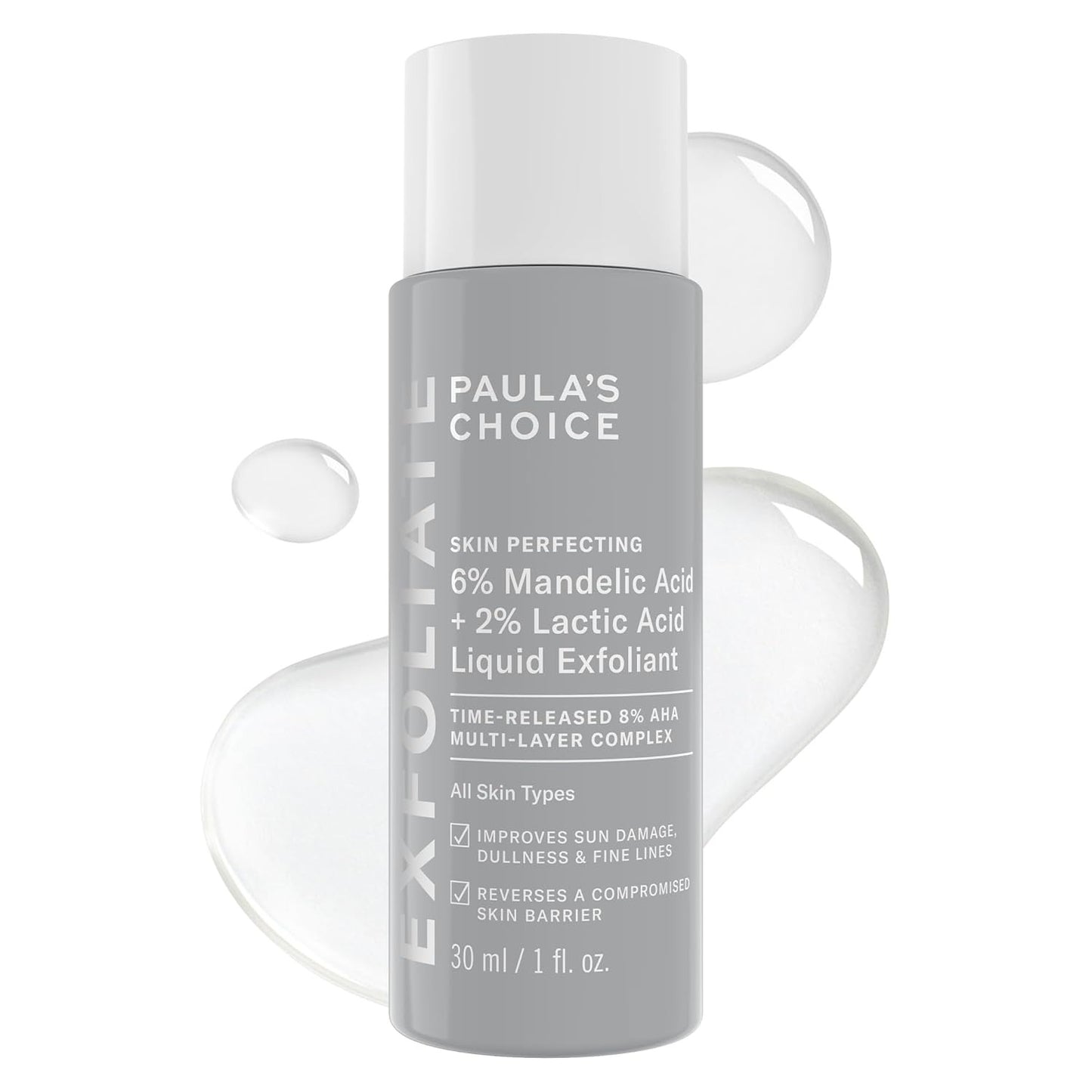 Paula’s Choice 6% Mandelic Acid + 2% Lactic Acid Exfoliant, Gentle Daily AHA Exfoliation for Discoloration, Bumpy Texture & Radiance, for Sensitive Skin, Fragrance-Free