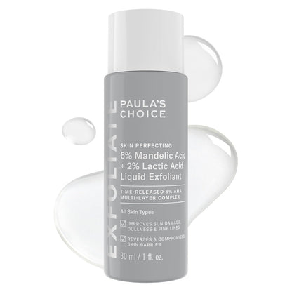 Paula’s Choice 6% Mandelic Acid + 2% Lactic Acid Exfoliant, Gentle Daily AHA Exfoliation for Discoloration, Bumpy Texture & Radiance, for Sensitive Skin, Fragrance-Free