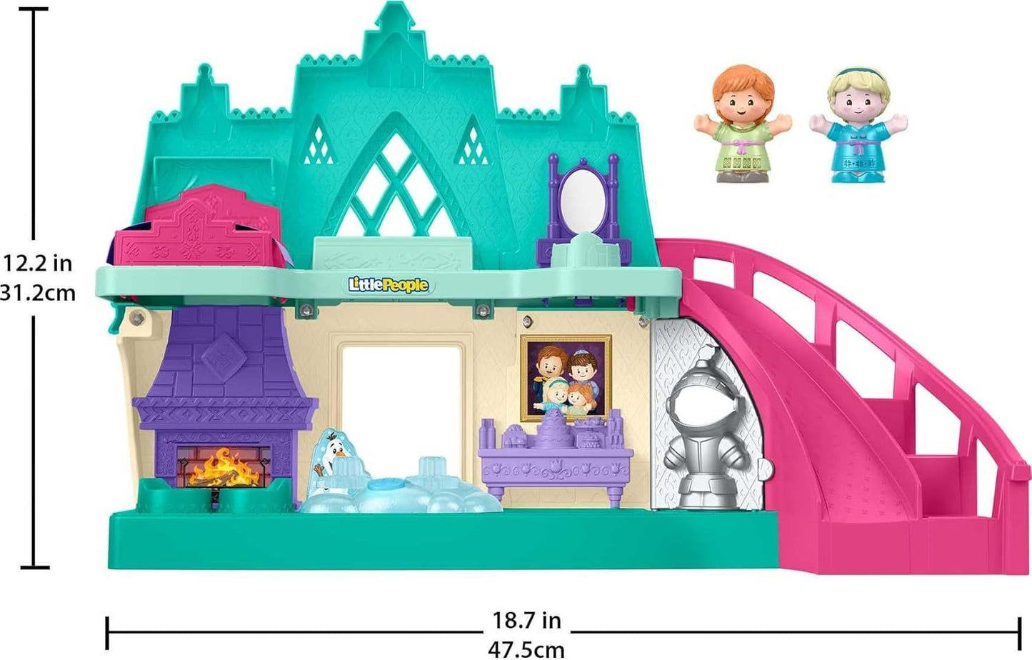 Fisher-Price Mattel Disney Frozen Arendelle Castle Playset with Lights & Sounds Little People, 2 Character Figures, Toddler Toys (Amazon Exclusive)
