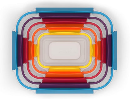 Joseph Joseph Nest Lock Plastic BPA Free Food Storage Container Set with Lockable Airtight Leakproof Lids, 10-Piece, Multi-Color