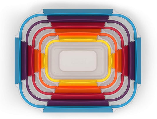 Joseph Joseph Nest Lock Plastic BPA Free Food Storage Container Set with Lockable Airtight Leakproof Lids, 10-Piece, Multi-Color