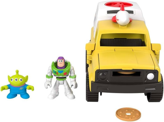 Fisher-Price Imaginext Disney and Pixar Toy Story Pizza Planet Truck with 3-inch Buzz Lightyear & Alien Friend Action Figures, Toy Vehicle & Pizza Projectile Accessories