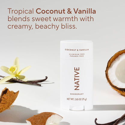 Native Deodorant Contains Naturally Derived Ingredients, 72 Hour Odor Control | Deodorant for Women and Men, Aluminum Free with Baking Soda, Coconut Oil and Shea Butter | Coconut & Vanilla