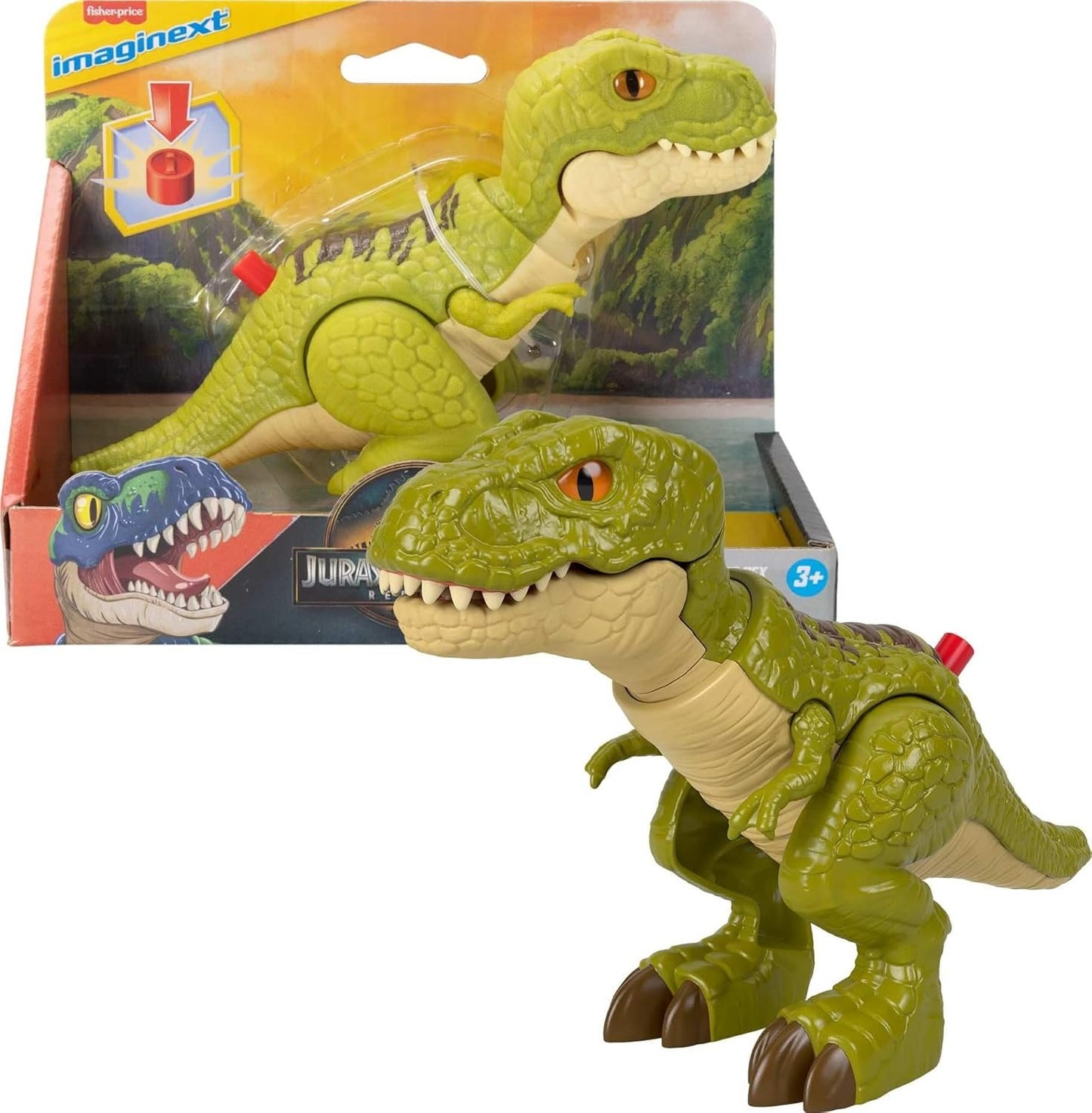 Fisher-Price Imaginext Jurassic World Dinosaur Action Figure with Kid-Activated Motion, 8-inch Tyrannosaurus Rex Dino Toy